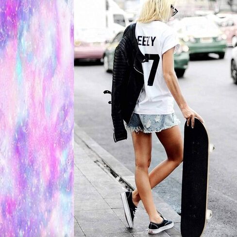 لوح تزلج كلاسيكي مقعر من الرخام بطبعة نجمة المجرة والقمر، لوح طويل من خشب القيقب للرياضات المتطرفة وفي الهواء الطلق، خدعة مزدوجة للمبتدئين والمحترفين in Kuwait