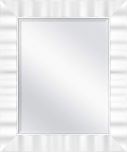 مرآة حائط كبيرة متموجة من MCS، مرآة مستطيلة حديثة لديكور المنزل لغرفة المعيشة أو غرفة النوم أو الحمام، 30 × 36 بوصة، بيضاء in Kuwait