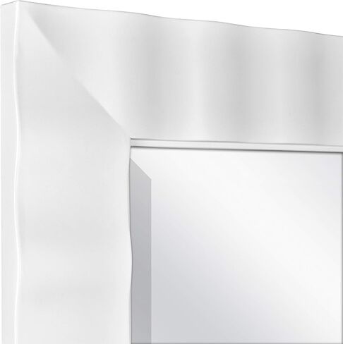 مرآة حائط كبيرة متموجة من MCS، مرآة مستطيلة حديثة لديكور المنزل لغرفة المعيشة أو غرفة النوم أو الحمام، 30 × 36 بوصة، بيضاء in Kuwait