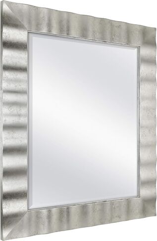 MCS Wavy Large Wall Mirror, Modern Rectangle Mirror Home Decor for Living Room, Bedroom, or Bathroom, 30 by 36 Inch, White in Saudi Arabia