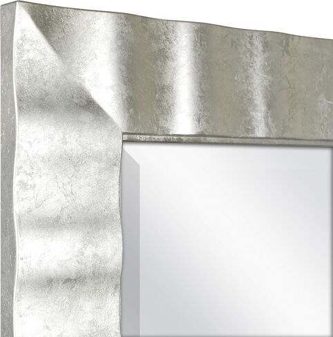 MCS Wavy Large Wall Mirror, Modern Rectangle Mirror Home Decor for Living Room, Bedroom, or Bathroom, 30 by 36 Inch, White in Saudi Arabia