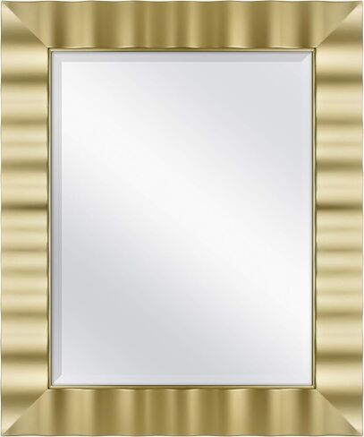 MCS Wavy Large Wall Mirror, Modern Rectangle Mirror Home Decor for Living Room, Bedroom, or Bathroom, 30 by 36 Inch, White in Saudi Arabia