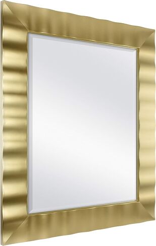 MCS Wavy Large Wall Mirror, Modern Rectangle Mirror Home Decor for Living Room, Bedroom, or Bathroom, 30 by 36 Inch, White in Saudi Arabia
