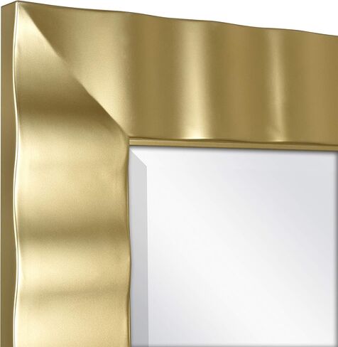 MCS Wavy Large Wall Mirror, Modern Rectangle Mirror Home Decor for Living Room, Bedroom, or Bathroom, 30 by 36 Inch, White in Saudi Arabia