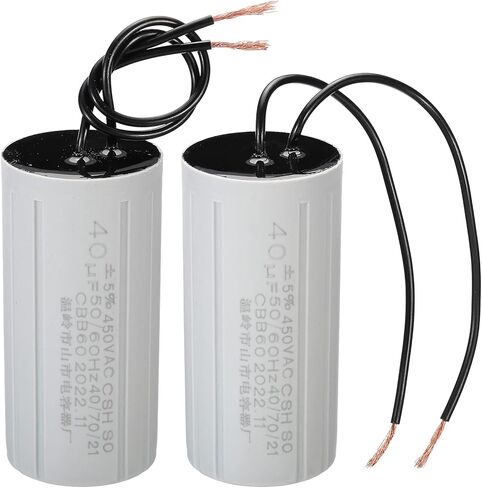 PATIKIL CBB60 40uF Running Capacitor, 2pcs AC 450V 2 Wires 50/60Hz Cylinder 93x45mm for Water Pumps, Washing Machines Motor Start in Kuwait