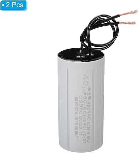 PATIKIL CBB60 40uF Running Capacitor, 2pcs AC 450V 2 Wires 50/60Hz Cylinder 93x45mm for Water Pumps, Washing Machines Motor Start in Kuwait