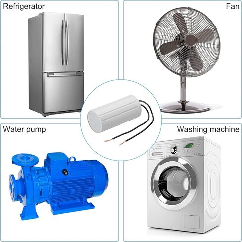 PATIKIL CBB60 40uF Running Capacitor, 2pcs AC 450V 2 Wires 50/60Hz Cylinder 93x45mm for Water Pumps, Washing Machines Motor Start in Kuwait