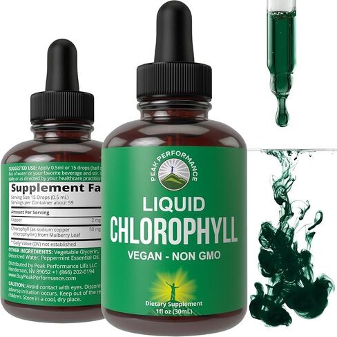 Chlorophyll Liquid Drops - Ultra High Purity, Alcohol Free, Non-GMO, Gluten Free Liquid Chlorophyll Drops Supplement. Take With Water. Internal Deodorant + Skin Care, Immune, and Digestive Support in Kuwait