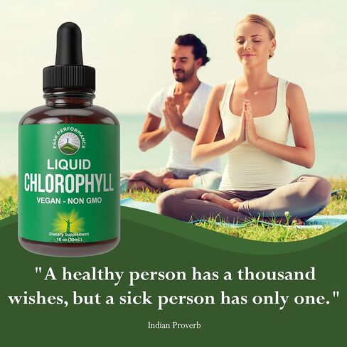 Chlorophyll Liquid Drops - Ultra High Purity, Alcohol Free, Non-GMO, Gluten Free Liquid Chlorophyll Drops Supplement. Take With Water. Internal Deodorant + Skin Care, Immune, and Digestive Support in Kuwait