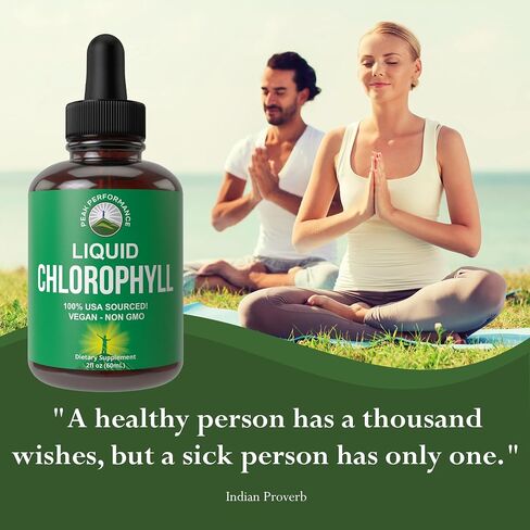 Chlorophyll Liquid Drops - Ultra High Purity, Alcohol Free, Non-GMO, Gluten Free Liquid Chlorophyll Drops Supplement. Take With Water. Internal Deodorant + Skin Care, Immune, and Digestive Support in Kuwait