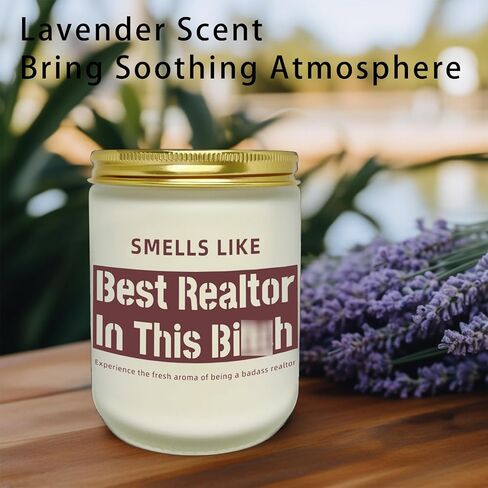 Realtor Gifts for Women, Real Estate Agent Supplies, Gifts for Realtors at Closing - Smells Like Best Realtor in This B - 7Oz Lavender Scented Candle, Thank You Gifts for Realtors in Saudi Arabia