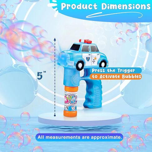 Sports Car Bubble Blaster with LED Lights, Sound, 2 Bubble Solution Refillable Bottles – Forest & Twelfth Electric Bubble Guns for Toddlers, Light Up Bubble Blower for Indoor/Outdoor Fun (Sports Car) in Kuwait