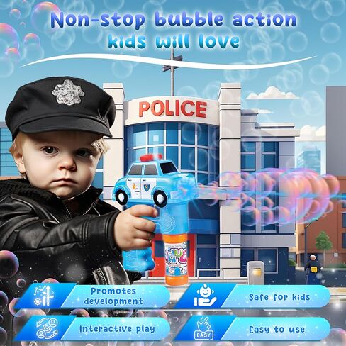 Sports Car Bubble Blaster with LED Lights, Sound, 2 Bubble Solution Refillable Bottles – Forest & Twelfth Electric Bubble Guns for Toddlers, Light Up Bubble Blower for Indoor/Outdoor Fun (Sports Car) in Kuwait