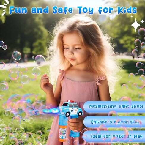 Sports Car Bubble Blaster with LED Lights, Sound, 2 Bubble Solution Refillable Bottles – Forest & Twelfth Electric Bubble Guns for Toddlers, Light Up Bubble Blower for Indoor/Outdoor Fun (Sports Car) in Kuwait