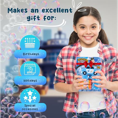 Sports Car Bubble Blaster with LED Lights, Sound, 2 Bubble Solution Refillable Bottles – Forest & Twelfth Electric Bubble Guns for Toddlers, Light Up Bubble Blower for Indoor/Outdoor Fun (Sports Car) in Kuwait