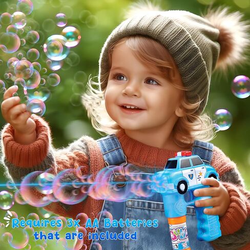 Sports Car Bubble Blaster with LED Lights, Sound, 2 Bubble Solution Refillable Bottles – Forest & Twelfth Electric Bubble Guns for Toddlers, Light Up Bubble Blower for Indoor/Outdoor Fun (Sports Car) in Kuwait