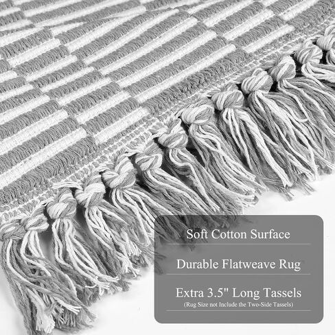 Hallway Runner Rug, 2' x 5' Soft Washable Tan Boho Carpet Runner Kitchen Indoor Hand-Woven Natural Cotton Striped Rug for Bedroom Bathroom Entryway Front Door Farmhouse Laundry Room in Saudi Arabia