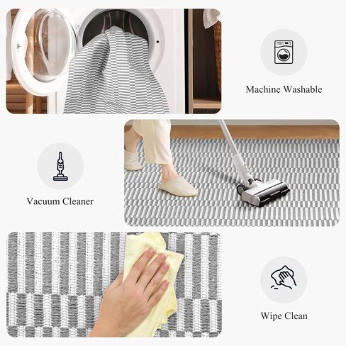 Hallway Runner Rug, 2' x 5' Soft Washable Tan Boho Carpet Runner Kitchen Indoor Hand-Woven Natural Cotton Striped Rug for Bedroom Bathroom Entryway Front Door Farmhouse Laundry Room in Saudi Arabia
