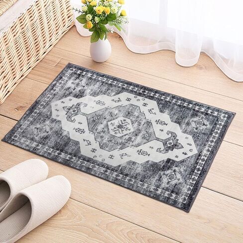 DECOMALL Emily Washable Area Rug, Vintage Floral Rug, Non-Slip Large Rug for Bedroom Living Room Dining Room, Green 7’6’’x9’6’’ in Saudi Arabia