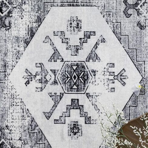 DECOMALL Emily Washable Area Rug, Vintage Floral Rug, Non-Slip Large Rug for Bedroom Living Room Dining Room, Green 7’6’’x9’6’’ in Saudi Arabia