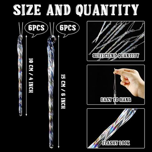 12 Pcs Glass Icicles Christmas Ornaments Glass Icicles for Christmas Tree Glass Icicles Ornaments for Home Christmas Tree Party Decoration (Vintage Style) in Saudi Arabia