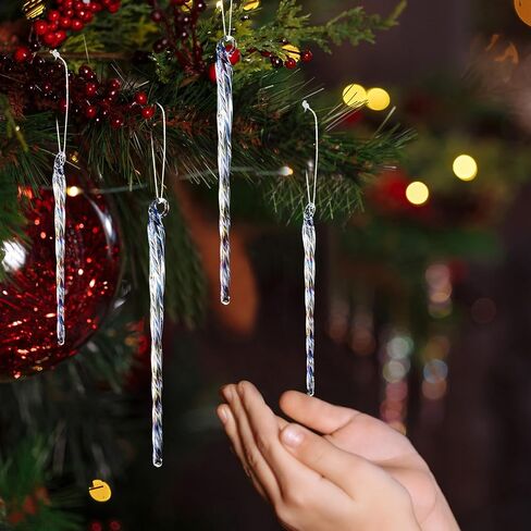 12 Pcs Glass Icicles Christmas Ornaments Glass Icicles for Christmas Tree Glass Icicles Ornaments for Home Christmas Tree Party Decoration (Vintage Style) in Saudi Arabia