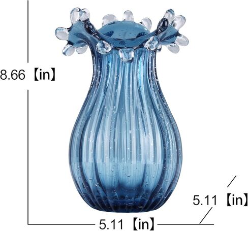 مزهريات زجاجية مصنوعة يدويًا، زجاجة مموجة صغيرة الحجم، مزهريات زخرفية ذات مظهر عتيق، مزهريات زخرفية لغرفة المعيشة في المزرعة الريفية، والمطبخ، وحفلات الزفاف، وطاولة المكتب المركزية التي تعرض الزهور (أخضر) in Kuwait