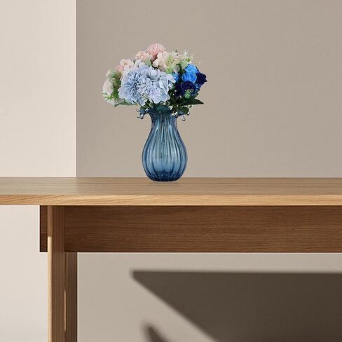 مزهريات زجاجية مصنوعة يدويًا، زجاجة مموجة صغيرة الحجم، مزهريات زخرفية ذات مظهر عتيق، مزهريات زخرفية لغرفة المعيشة في المزرعة الريفية، والمطبخ، وحفلات الزفاف، وطاولة المكتب المركزية التي تعرض الزهور (أخضر) in Kuwait