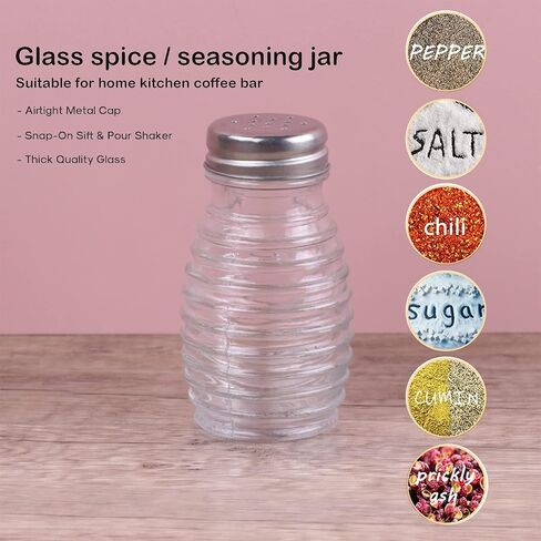 ATB Glass Salt and Pepper Shakers with Stainless Steel Lids - Farmhouse Style Spice Dispensers, Freshness Seal Sugar Shaker, Glass Spice Jar for Various Seasonings (Oval) in Saudi Arabia