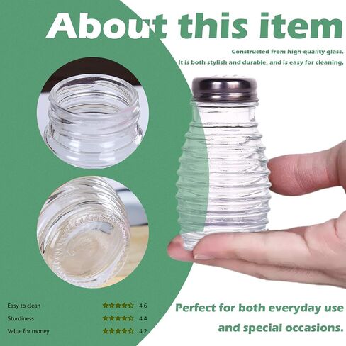 ATB Glass Salt and Pepper Shakers with Stainless Steel Lids - Farmhouse Style Spice Dispensers, Freshness Seal Sugar Shaker, Glass Spice Jar for Various Seasonings (Oval) in Saudi Arabia