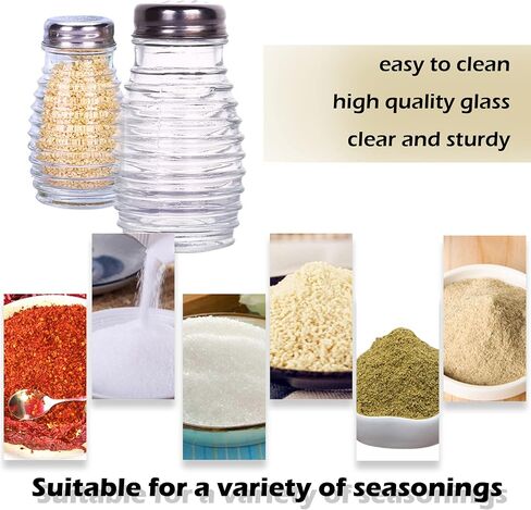 ATB Glass Salt and Pepper Shakers with Stainless Steel Lids - Farmhouse Style Spice Dispensers, Freshness Seal Sugar Shaker, Glass Spice Jar for Various Seasonings (Oval) in Saudi Arabia