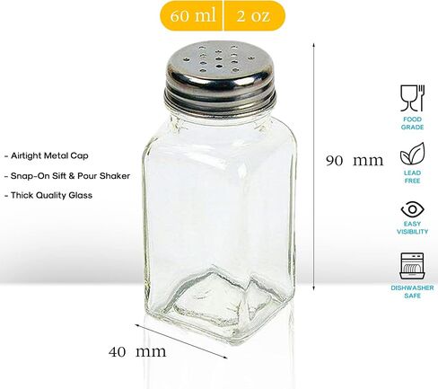 ATB Glass Salt and Pepper Shakers with Stainless Steel Lids - Farmhouse Style Spice Dispensers, Freshness Seal Sugar Shaker, Glass Spice Jar for Various Seasonings (Oval) in Saudi Arabia