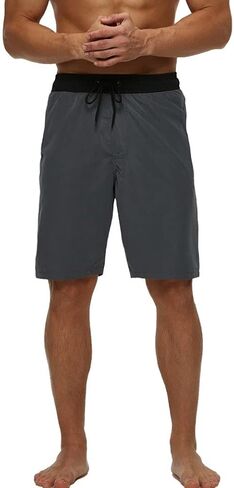 SILKWORLD شورت سباحة رجالي سريع الجفاف شورت سباحة رياضي مع جيوب، أسود/رمادي، مقاس صغير in Kuwait
