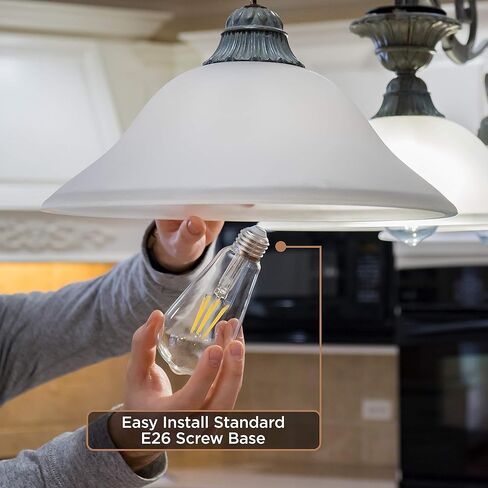 مصابيح إضاءة Hudson Vintage LED Edison 6W (6 عبوات) - مصابيح إضاءة دافئة قابلة للتعتيم 2200K (ما يعادل 60W) - مصابيح إضاءة زجاجية ملونة ذهبية اللون E26/27 - مجموعة مصابيح إضاءة مزخرفة على طراز ST58 in Kuwait