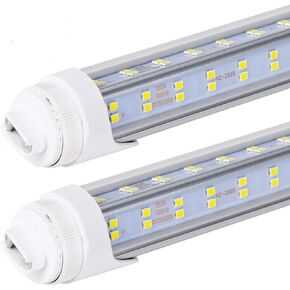 10 PCS-T8 T10 T12 LED Tube Light, 8 foot , 100W Rotate V Shaped, R17D/HO 8FT LED Bulb ,6000K Cold White, 14500LM, Clear Cover, (Replacement for F96T12/CW/HO 150W), Ballast Bypass,Dual-End Powered