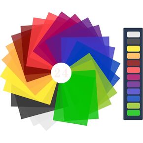 WEINIDASI 12 Pack Color Correction Gel Light Filter, Transparent Colour Filter Film, Colored Transparency Sheets, Color Correction, Film for Lamp, Headlight, Photo Studio Strobe, LED, Headlight Film