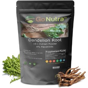 Go Nutra - Dandelion Root Powder, Potent 10:1 Dandelion Root Extract with 4% Flavonoids, Pure and Clean Dandelion Root Powder for Tea, Coffee, Milk, Yogurt, and More, Non-GMO, Vegan-Friendly, 1lb