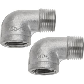 2 Pcs 304 Stainless Steel 90 Degree Elbow Connectors 1/2inch BSP Thread Elbow Connector Pipe Fitting for Pipe Connecting Conversion