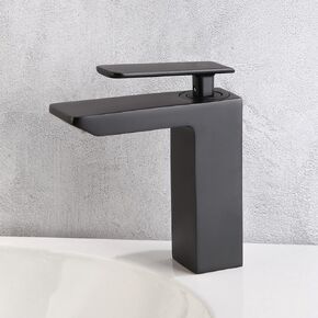 POP SANITARYWARE Waterfall Bathroom Sink Faucet Brushed Nickel for 1 Hole, Single Handle Solid Brass Bathroom Vanity Faucets Deck Mount Modern RV Faucet