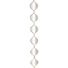 Deco 79 Metal Room Wall Mirror Slim Stacked Chain 6 Layer Entryway Mirror with Tear Drop Pattern, Wall Mounted Mirror 6" x 1" x 51", Gold