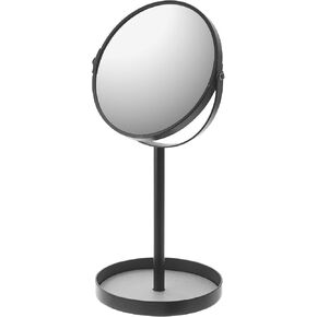 Tower Round Standing Mirror – Bathroom and Bedroom Organizer with Tray, White