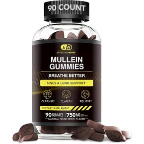 Mullein Gummies 9in1 - Mullein Gummies for Lungs and Sinus Support- Cleanse, Clarity, Relief (90ct)