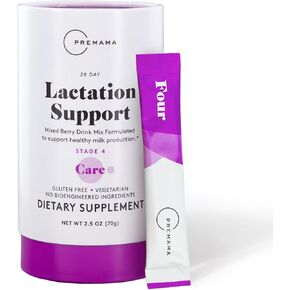 Premama Lactation Supplement, Dietary Support, Support Healthy Breast Milk, Essential Nutrients for Nursing Moms, Gluten-Free, Vegetarian, Mixed Berry Drink Mix, 28 Single-serve Packets