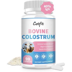 Bovine Colostrum Supplement Capsules 1000mg with 40% IgG,Grass Fed Cow Colostrum for Gut Health,Hair Growth,Nail,Skin and Bone Health,Muscle Recovery & Immune Support,90 Capsules (45 Servings)