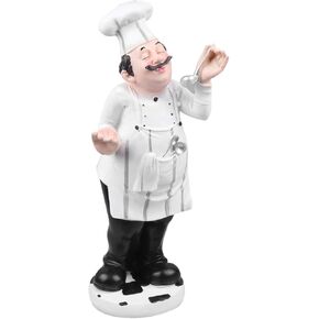 ULTNICE Chef French Chef Statue Figurines Cook Chef Statue Funny Chef Sculptures Decorative Chef Collectible Figurines for Kitchen Restaurant Cake Italian Chef Statue Shop Chef Sculptures (Chef)