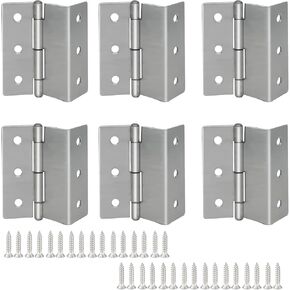 Half-Surface Hinges Chest Hinges，6 Pack Offset Door Hinge with 36 Screws， 3" Chest Hinges 1.8 mm Thickness Max Load 66 lb for Expandable Door, Cabinet, Furniture Vintage Jewelry Chest（Silver）