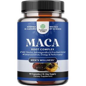 Black Maca Root Capsules for Men - Herbal Enhancement Supplement for Men with Siberian Ginseng Ashwagandha and Black Maca Root for Men - Invigorating Drive Mood Strength & Energy Booster for Men
