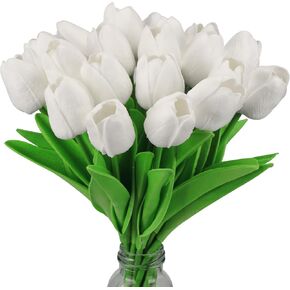 Pink 20pcs Artificial Tulip Flowers,Indoor Artificial Flowers,Decorative Artificial Flowers,Outdoor Fake Flowers
