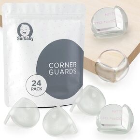 Surbaby Corner Protector Baby (24 Pack) - L-Shaped Clear Corner Guards High Resistant Adhesive - Baby Safety Products-Baby Proof Corners and Edges- Table Corner Protectors Corner Guards for Baby