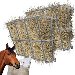 BUYYAH Wall Mount Hay Rack, 20 Gallon Multiple Sided Goat Hay Rack, Heavy Duty Iron Wall Hay Rack for Sheep, Horses, Effortless Installation in Farm, Brown